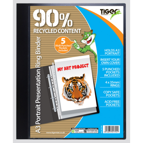 Tiger Stationery A3 Portrait Presentation Ring Binder